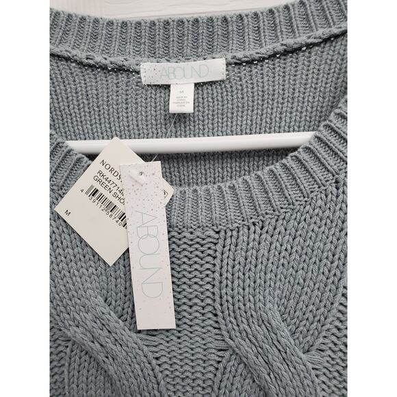 Abound Sweater Size M Cable Knit Fisherman Cotton Brunch Cozy Capsule Wardrobe - Picture 5 of 8